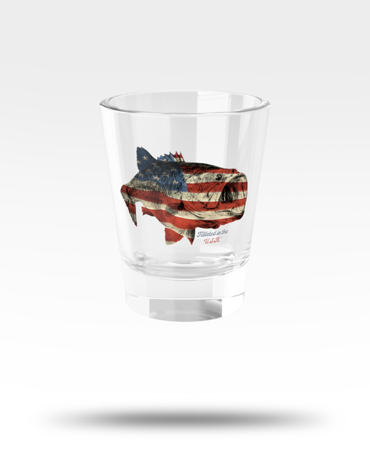 Largemouth Bass Filleted In The USA Shot Glass
