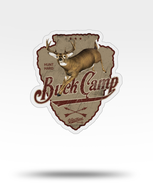 Buck Camp Whitetail Deer Transparent Outdoor Die-Cut Sticker