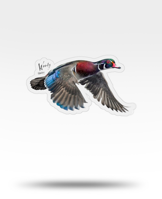 Wood Duck Flying Transparent Outdoor Die-Cut Sticker
