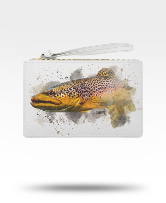 Brown Trout Watercolor Clutch Bag