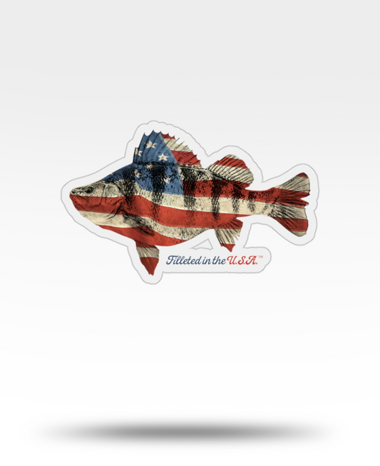 Perch Filleted In The USA Transparent Outdoor Die-Cut Sticker