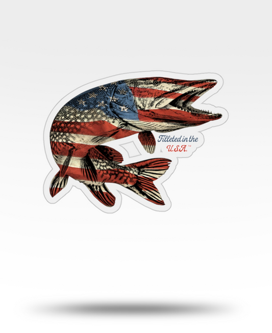 Northern Pike Filleted In The USA Transparent Outdoor Die-Cut Sticker