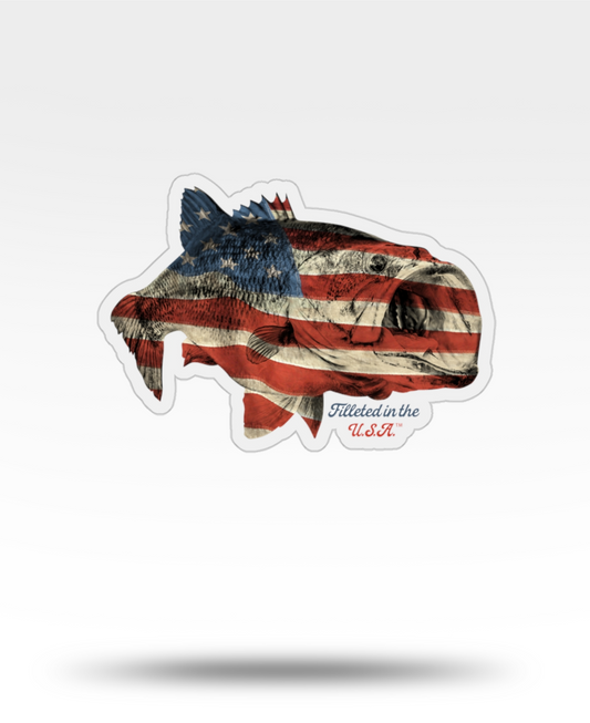 Largemouth Bass Filleted In The USA Transparent Outdoor Die-Cut Sticker