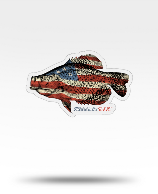 Crappie Filleted In The USA Transparent Outdoor Die-Cut Sticker