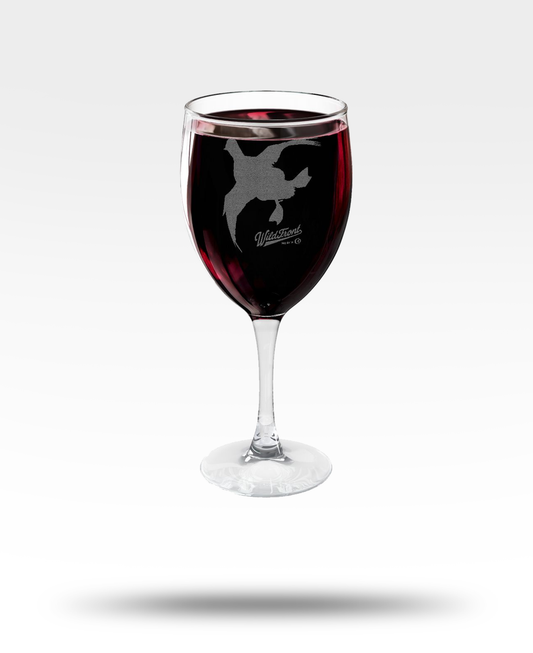 Canvasback Flying Engraved Wine Glass