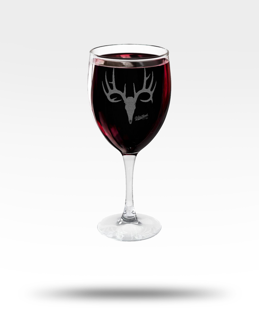 Whitetail Deer Skull Engraved Wine Glass