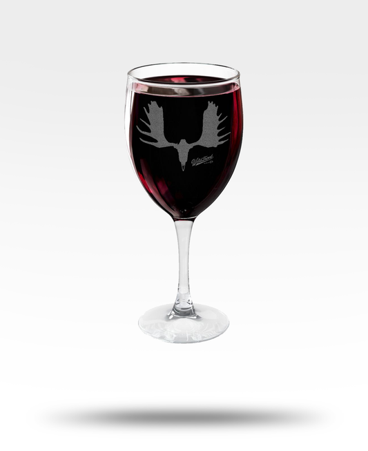 Moose Skull Engraved Wine Glass