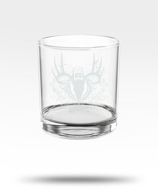 Whitetail Deer Skull WIth Swirls Engraved Whiskey Glass