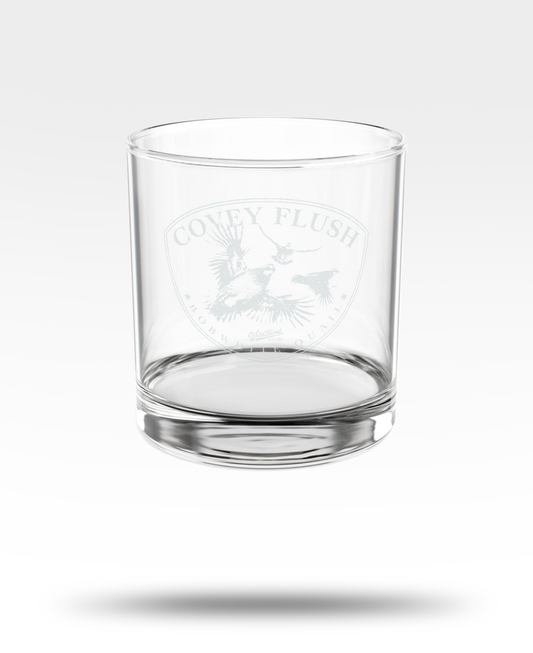 Covey Flush Bobwhite Quail Engraved Whiskey Glass
