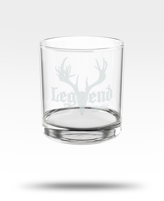 Legend Whitetail Deer Skull Engraved Whiskey Glass