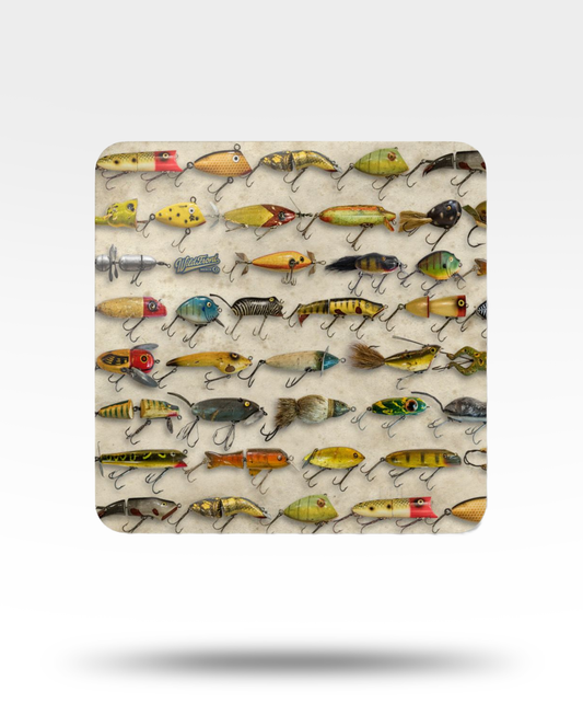 Vintage Lures Corkwood Coaster Set