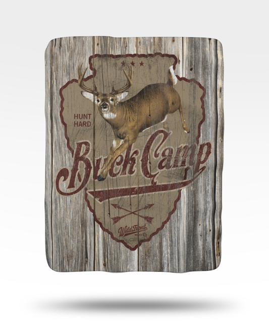 Buck Camp Whitetail Deer Sherpa Fleece Blanket