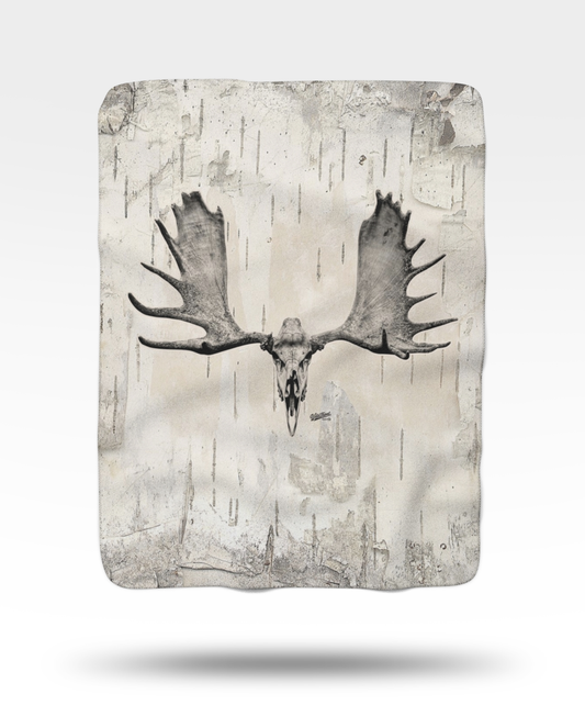Moose Skull Sherpa Fleece Blanket