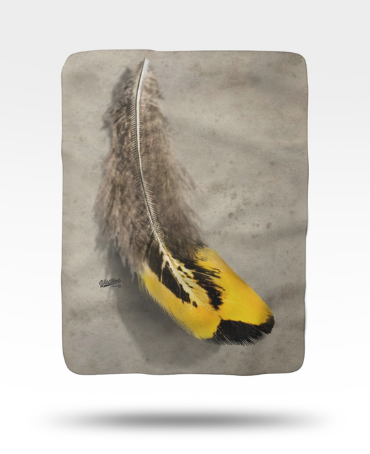 Pheasant Feather Sherpa Fleece Blanket