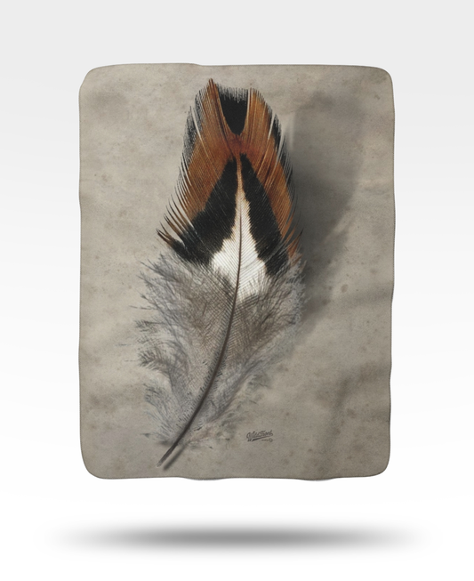 Pheasant Feather Sherpa Fleece Blanket