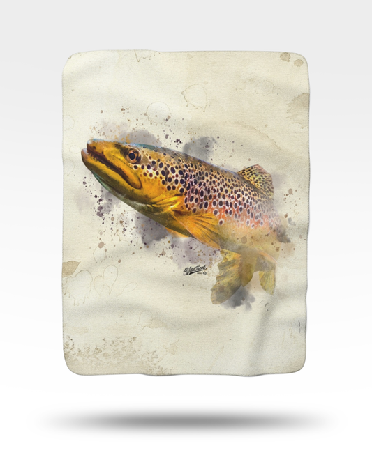 Brown Trout Sherpa Fleece Blanket