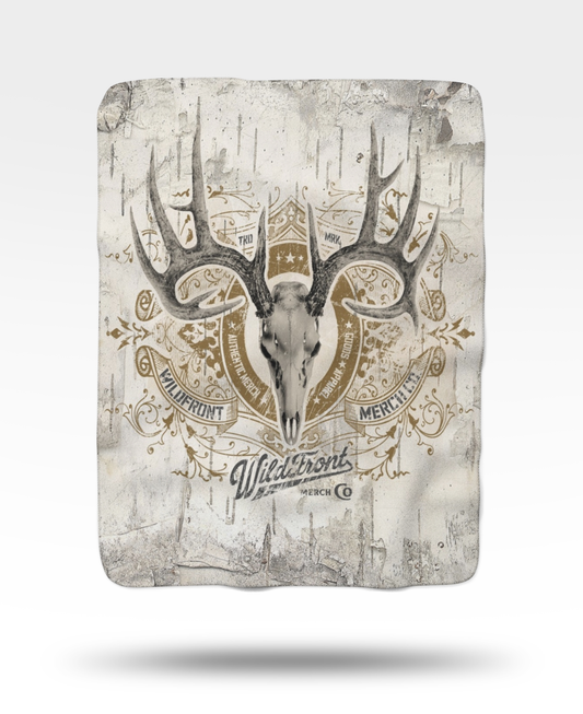 Whitetail Deer Skull Sherpa Fleece Blanket