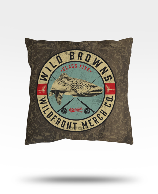 Wild Browns Trout Fishing Outdoor Pillow