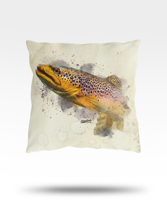 Brown Trout Outdoor Pillow