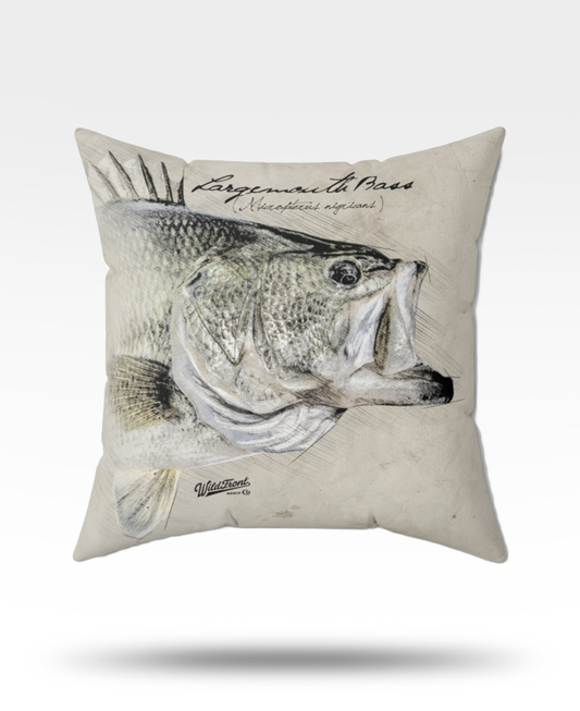 Largemouth Bass Faux Suede Square Pillow