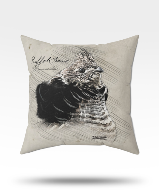Ruffed Grouse Faux Suede Square Pillow