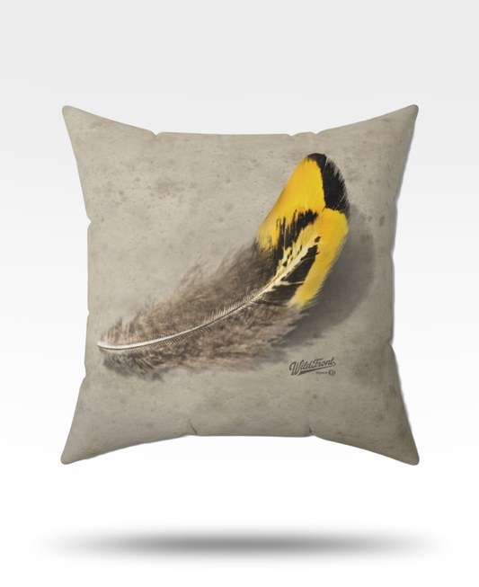 Pheasant Feather Faux Suede Square Pillow