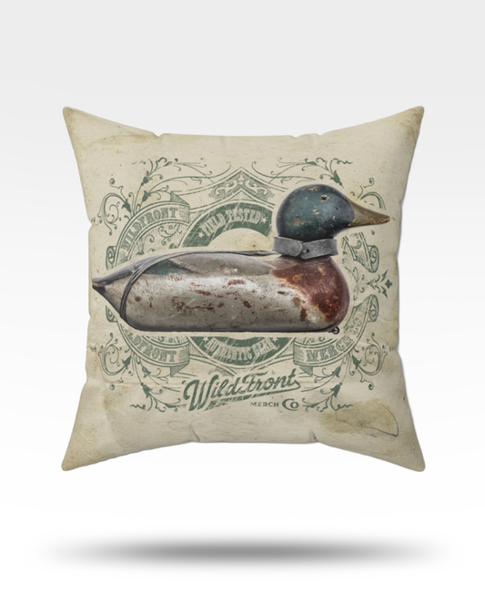 Vintage Mallard Decoy Faux Suede Square Pillow