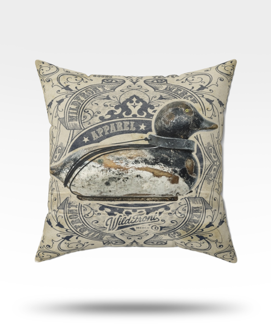 Vintage Bluebill Decoy Faux Suede Square Pillow