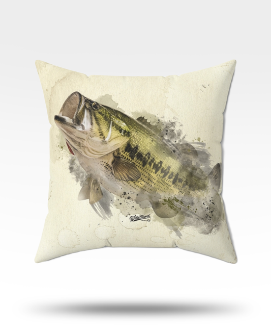 Largemouth Bass Faux Suede Square Pillow