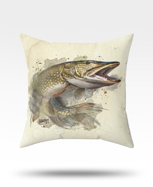 Northern Pike Faux Suede Square Pillow