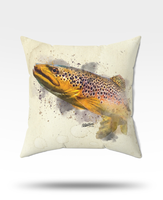 Brown Trout Faux Suede Square Pillow
