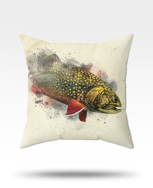 Brook Trout Faux Suede Square Pillow