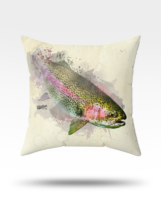 Rainbow Trout Faux Suede Square Pillow