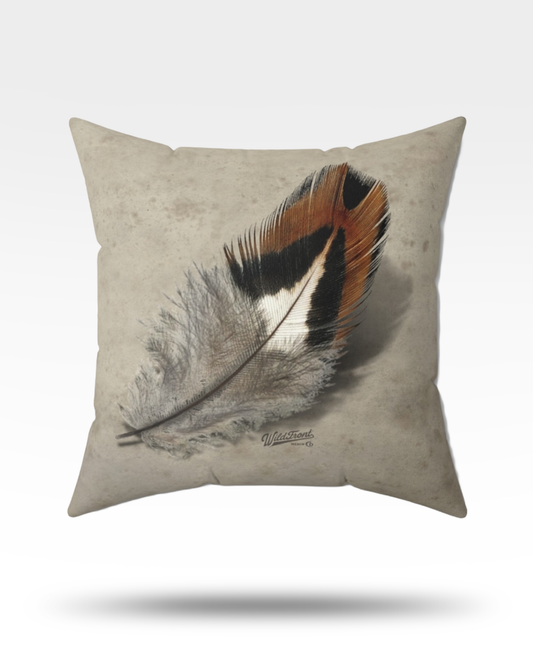 Pheasant Feather Dark Faux Suede Square Pillow