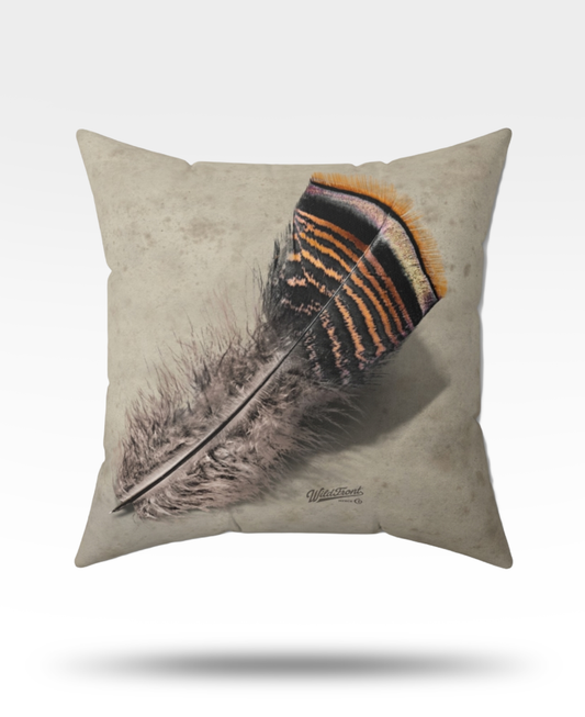 Turkey Feather Faux Suede Square Pillow