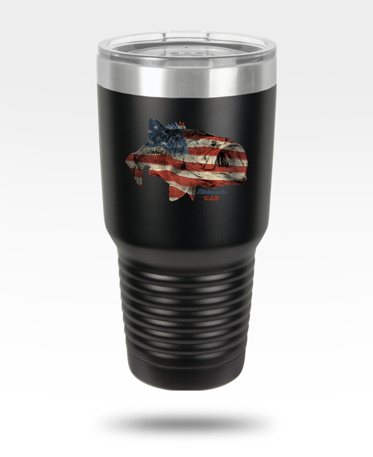 Largemouth Bass USA Flag 30oz Insulated Tumbler