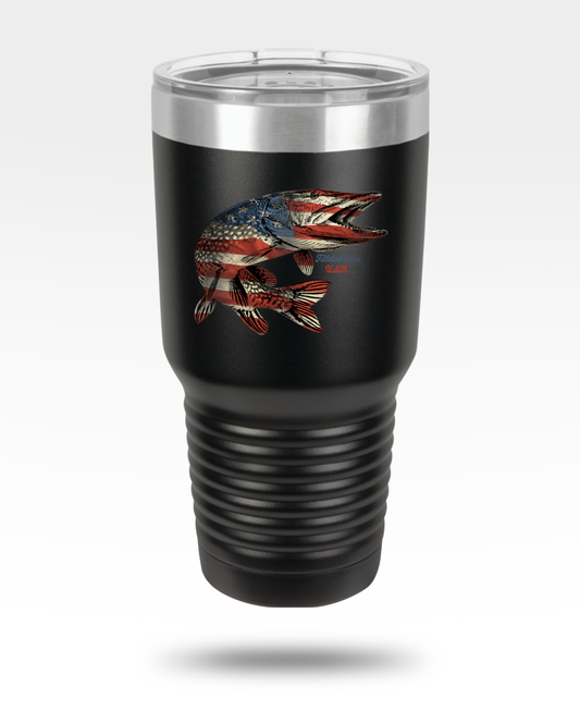Northern Pike USA Flag 30oz Insulated Tumbler