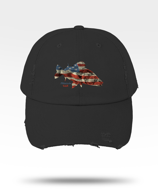 Walleye USA Flag Distressed Cap
