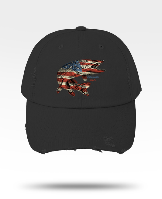 Northern Pike USA Flag Distressed Cap