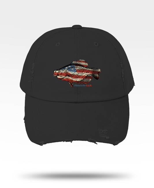 Crappie USA Flag Distressed Cap