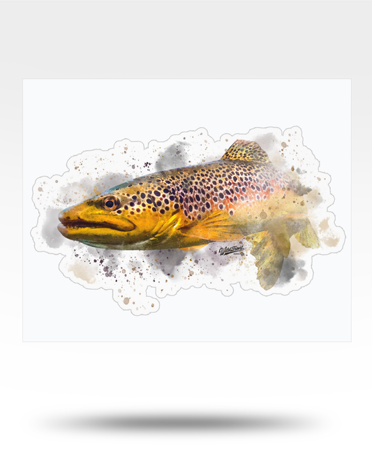Brown Trout Watercolor Kiss-Cut Vinyl Decal