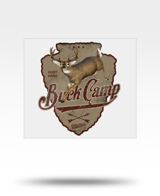 Buck Camp Whitetail Deer Large Transparent Sticker