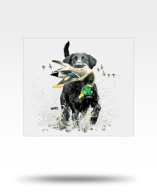 Black Lab WIth Mallard Large Transparent Sticker