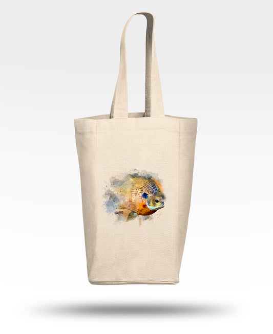 Bluegill Watercolor Double Wine Tote Bag