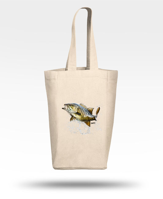 Smallmouth Bass Double Wine Tote Bag