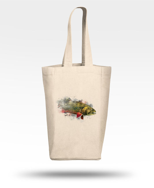 Brook Trout Watercolorc Double Wine Tote Bag