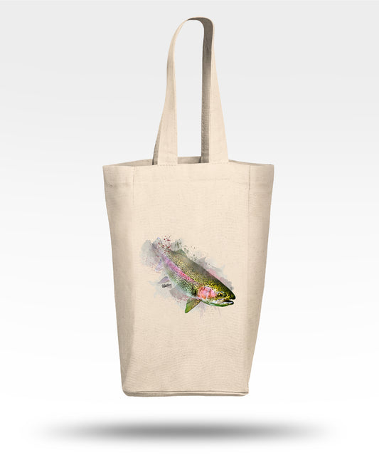Rainbow Trout Watercolor Double Wine Tote Bag
