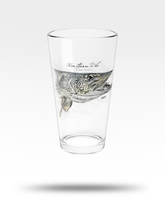 Northern Pike Drawing Pint Glass