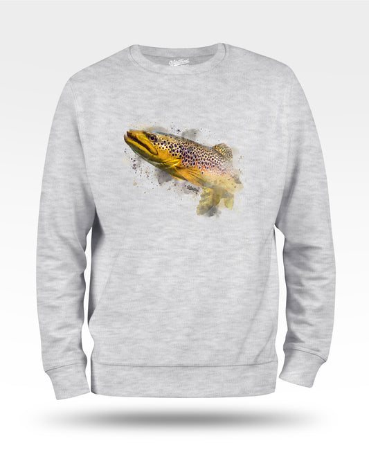 Brown Trout Watercolor Sweatshirt