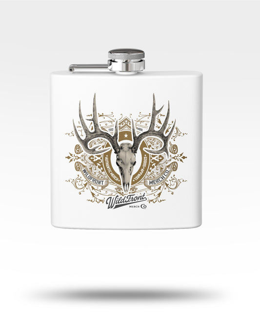 Deer Skull Antler Flask — 6oz Stainless Steel Hip Flask